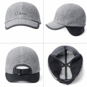 Vintage L.L . Bean Gray Black Fleece Polartec Hat Cap Ear Flaps Size L/XL